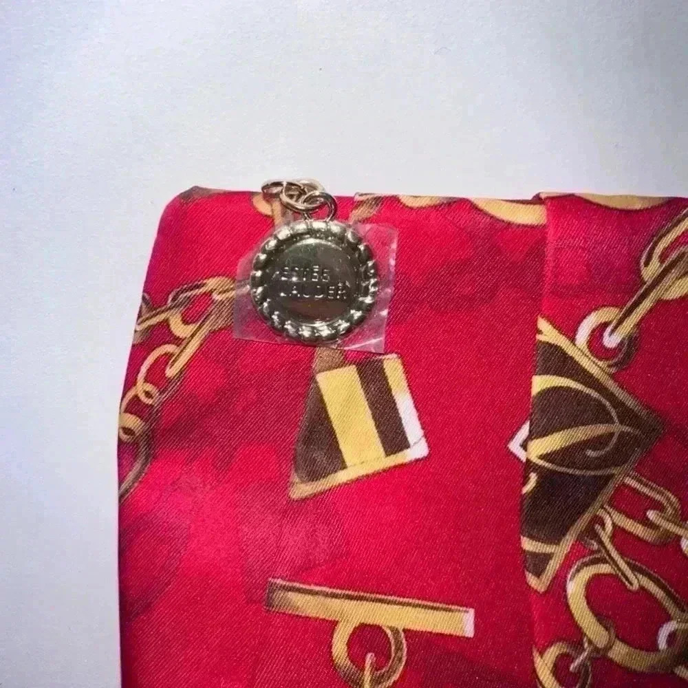 NWOT! Estee Lauder Red & Gold Makeup Bag - Picture 2 of 5
